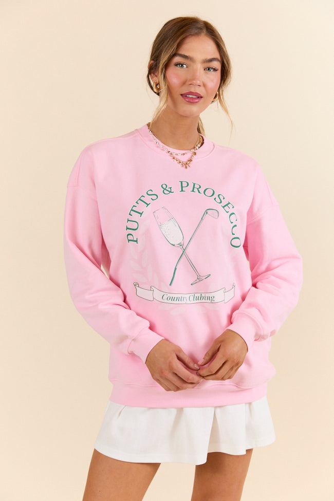 Putts & Prosecco Light Pink Graphic Sweatshirt - Image 4