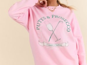 Putts & Prosecco Light Pink Graphic Sweatshirt