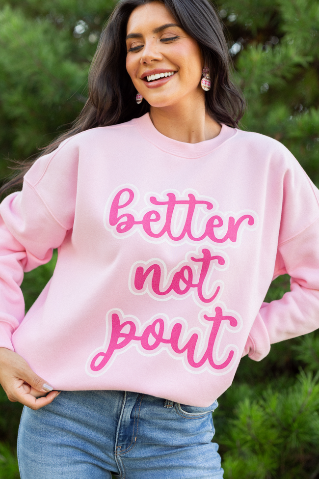 Better Not Pout Light Pink Graphic Sweatshirt - Image 2