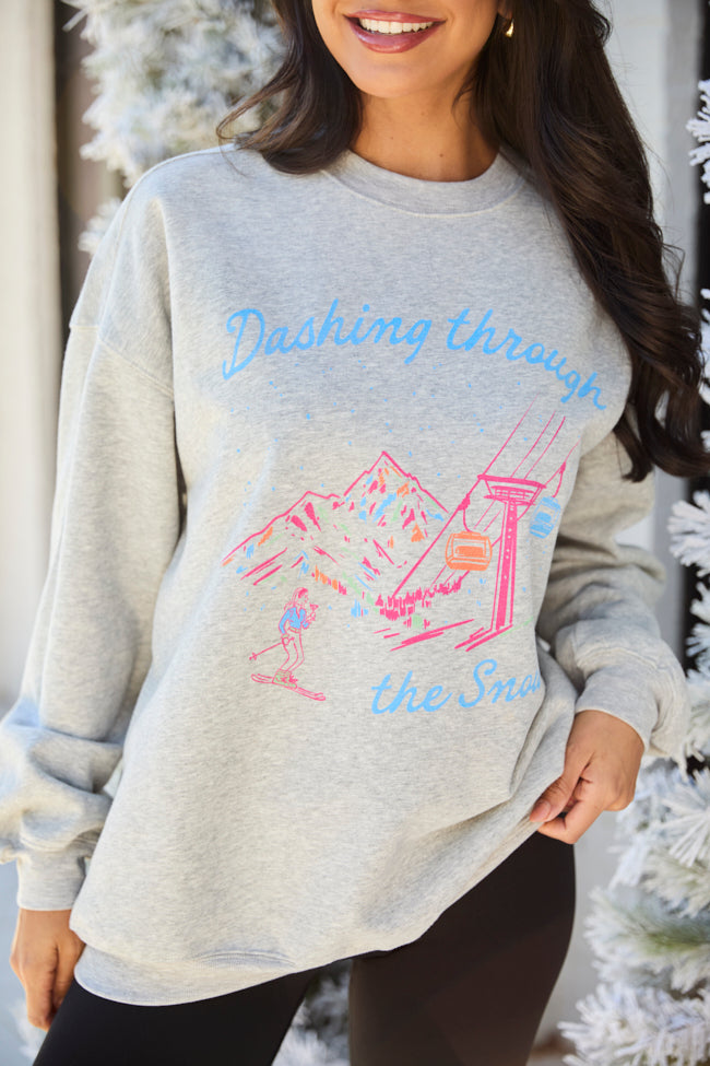 Dashing Through The Snow Light Grey Graphic Sweatshirt - Image 2