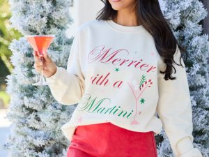 Merrier With A Martini Cream Graphic Sweatshirt