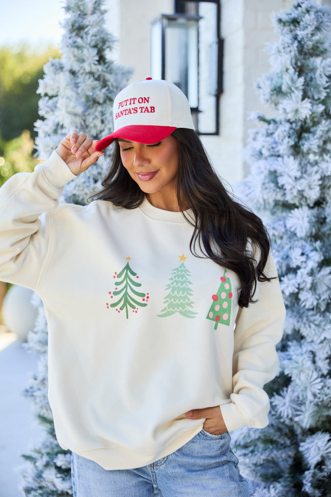 Christmas Trees Cream Graphic Sweatshirt