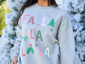 Fa La La La La Light Grey Graphic Sweatshirt