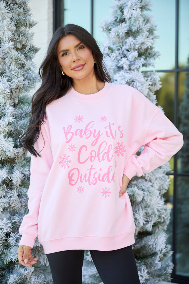 Baby It's Cold Outside Light Pink Graphic Sweatshirt - Image 2