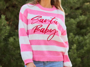 Santa Baby Striped Crewneck Sweater