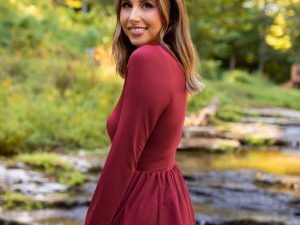 Walker Claret Drop Waist Mini Dress Emily Fauver X Pink Lily