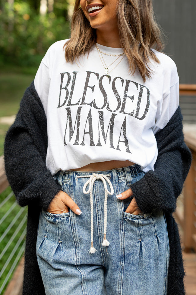 Blessed Mama White Graphic Tee Emily Fauver X Pink Lily