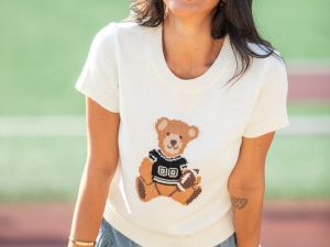 Made For Cheerin' Jersey Bear Short Sleeve Sweater FINAL SALE