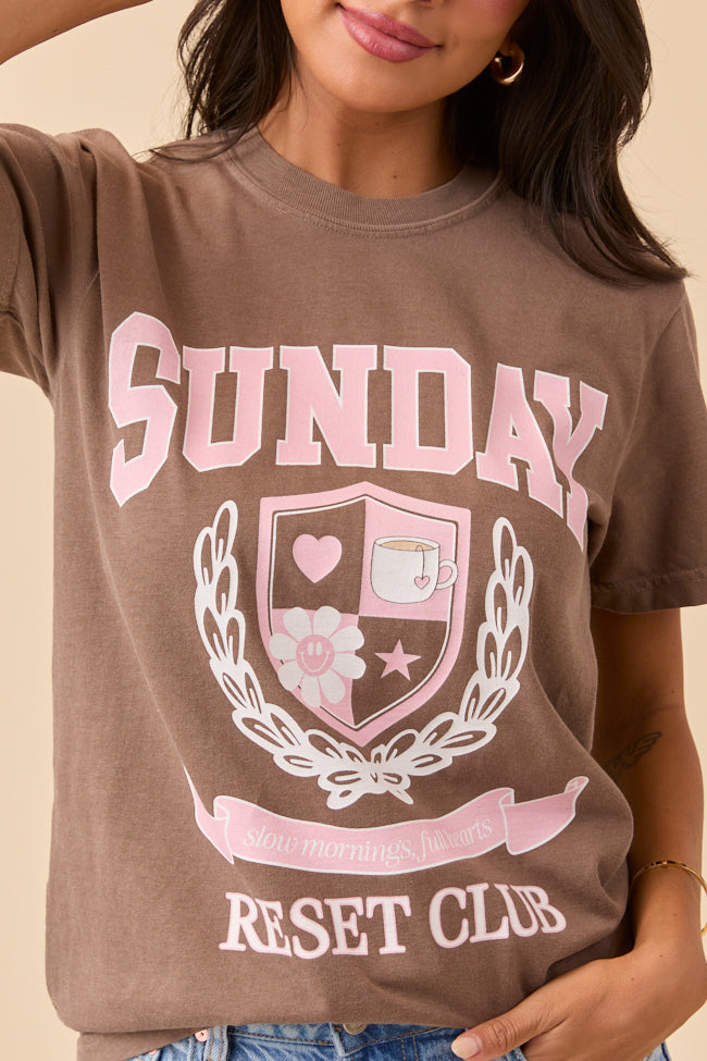 Sunday Reset Club Brown Graphic Tee - Image 2