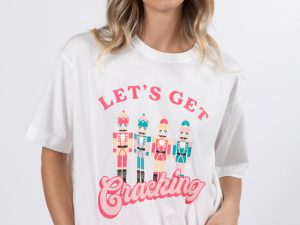 Let's Get Crackin Off White Oversized Graphic Tee