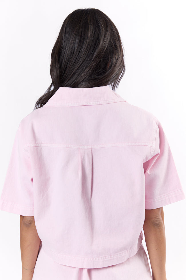 New Ways Soft Pink Cropped Denim Top FINAL SALE - Image 6