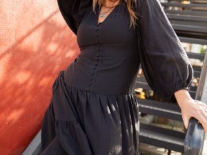 Enchanting Moments Black Button Detail Maxi Dress FINAL SALE