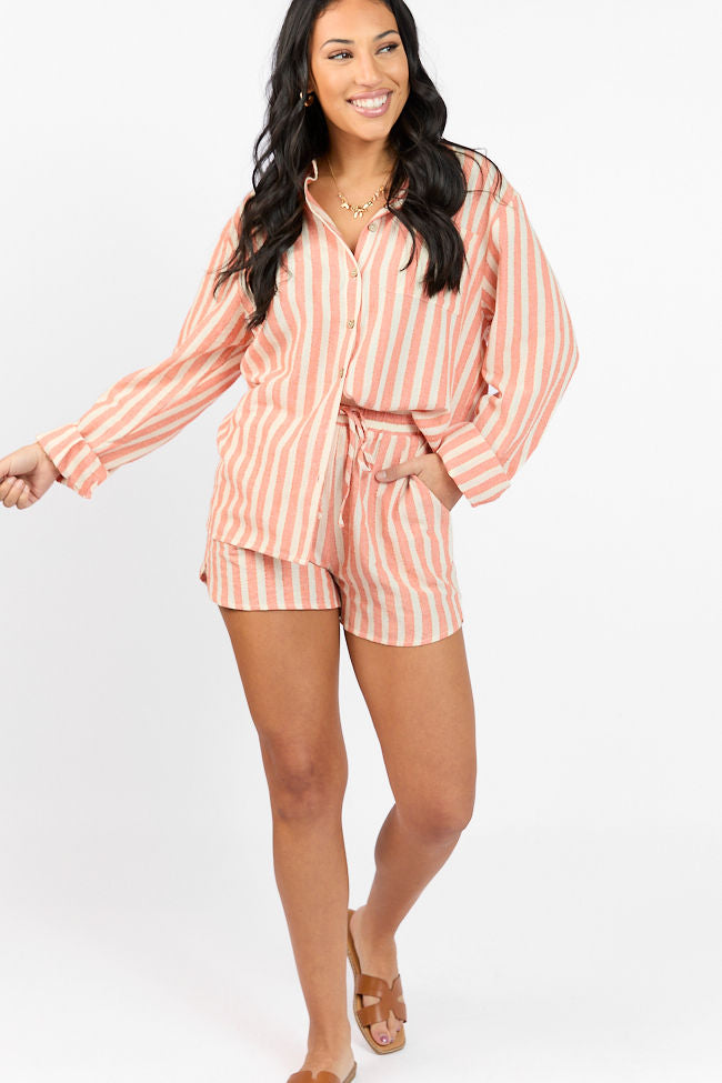With The Tide Coral Striped Pull On Shorts FINAL SALE - Image 2