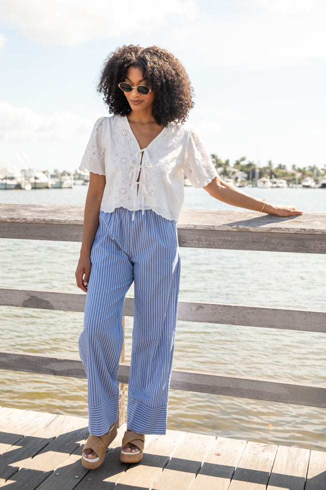 Tidal Lines Blue Striped Pull On Pants FINAL SALE