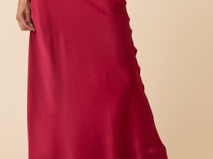 Freya Burgundy Satin Maxi Skirt