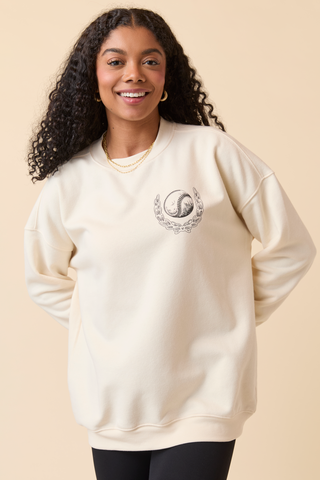 Meet Me In The Bleachers Baseball Cream Sweatshirt - Image 4