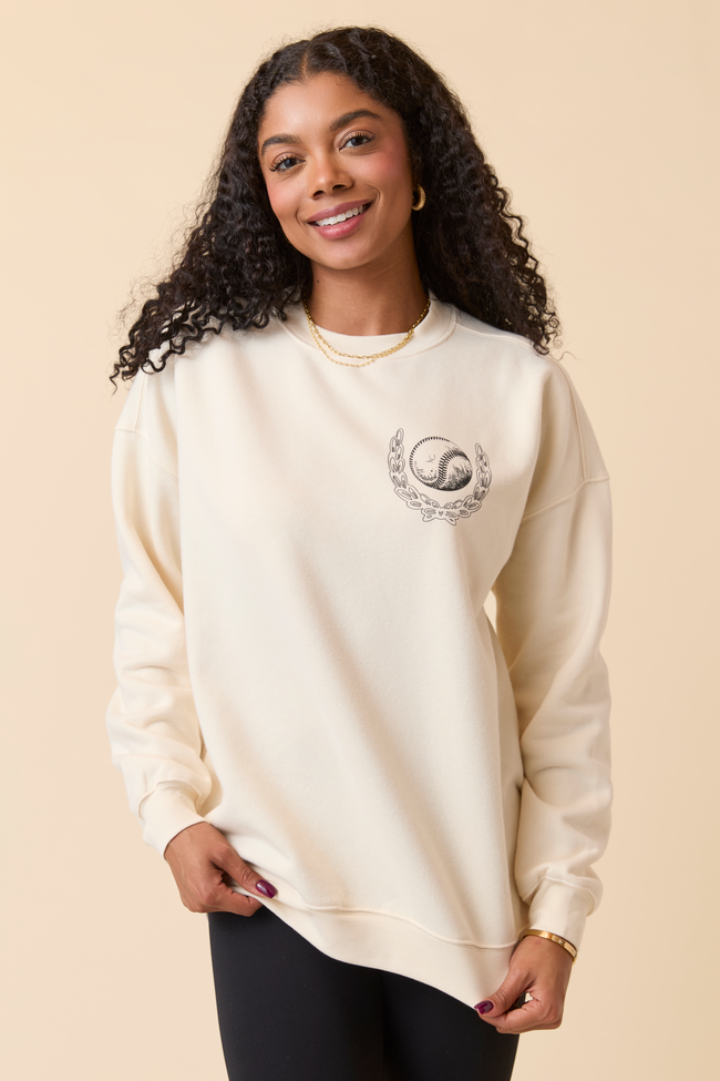 Meet Me In The Bleachers Baseball Cream Sweatshirt