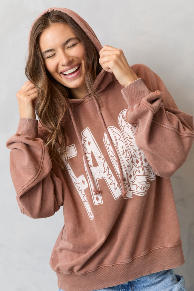 Fall Chestnut Oversized Graphic Hoodie - Image 2