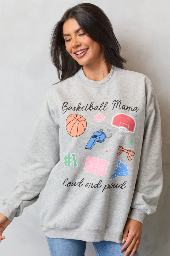 Basketball Mama Icons Light Grey Graphic Sweatshirt - Image 4
