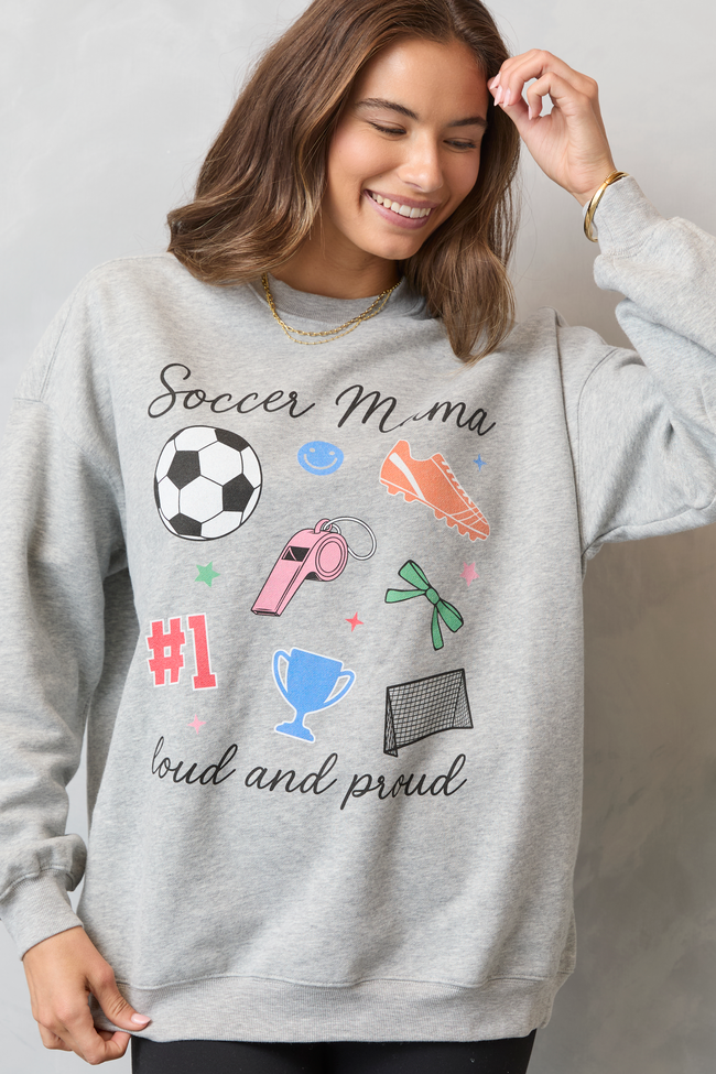 Soccer Mama Icons Light Grey Graphic Sweatshirt - Image 2
