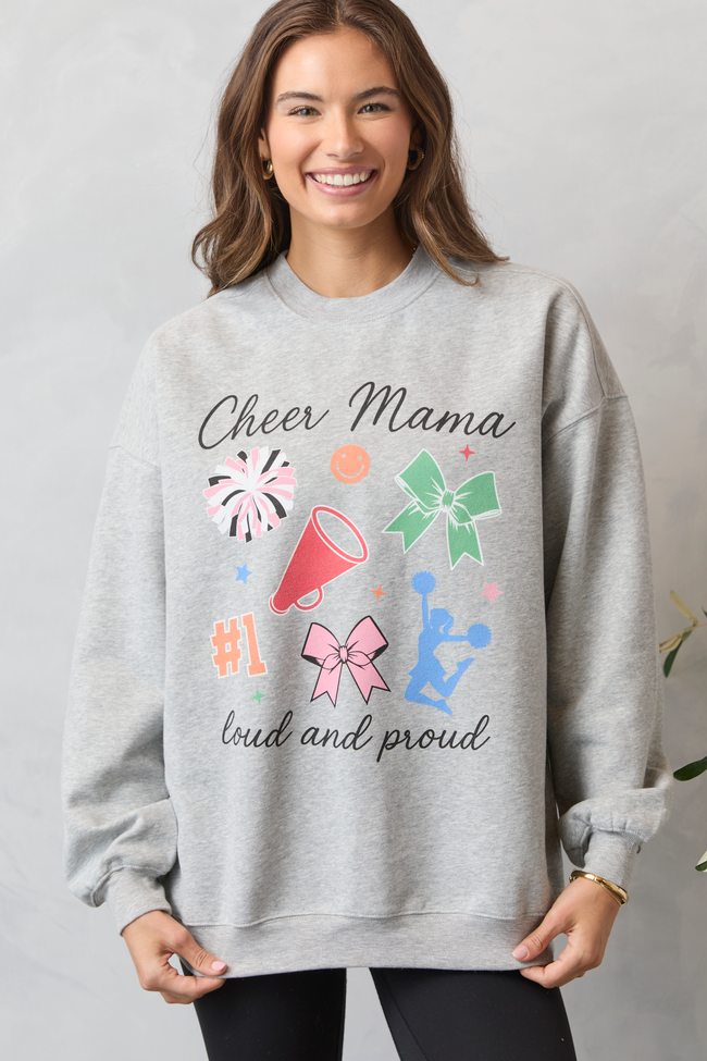 Cheer Mama Icons Light Grey Graphic Sweatshirt - Image 4