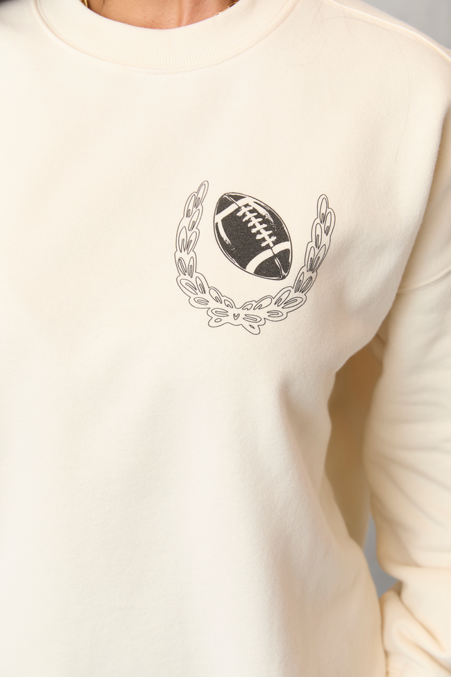 Meet Me In The Bleachers Football Cream Sweatshirt - Image 3