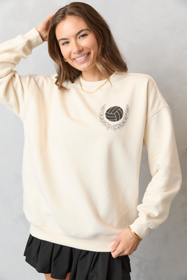 Meet Me In The Bleachers Volleyball Cream Sweatshirt - Image 4
