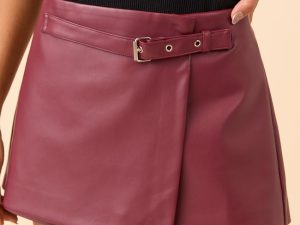 Seraphina Faux Leather Wrap Skort