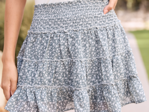 Through the Garden Dusty Green and White Floral Print Skort