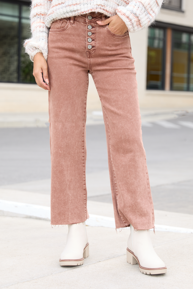 Malia Cappuccino High Rise Wide Leg Jeans