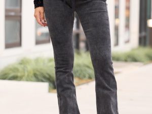 My Favorite Black Lace Up Flare Jeans