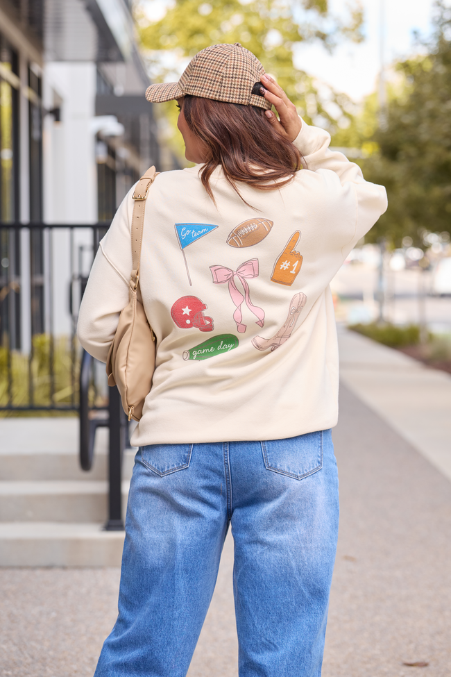 Saturday Tailgate Club Cream Graphic Sweatshirt - Image 2