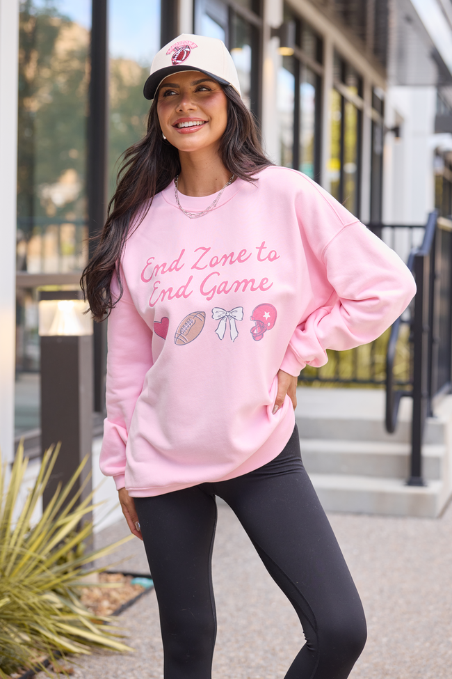 End Zone To End Game Light Pink Graphic Sweatshirt - Image 2