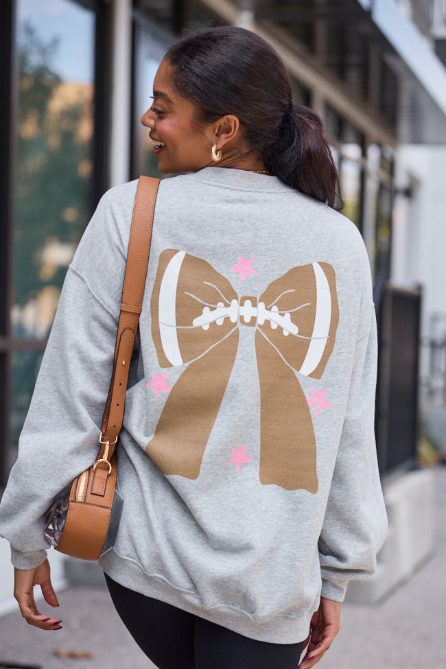 Football Bow Light Grey Graphic Sweatshirt - Image 4