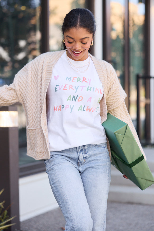 Merry Everything White Graphic Tee - Image 3