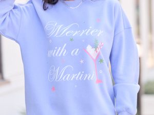 Merrier With A Martini Periwinkle Graphic Sweatshirt