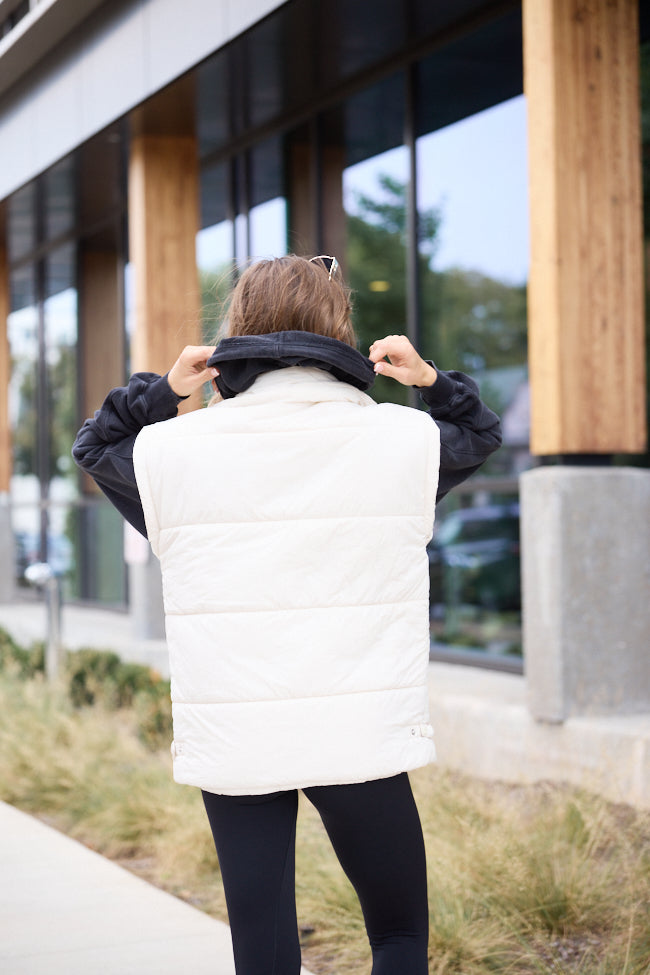 Best Bet Cream Oversized Puffer Vest - Image 6