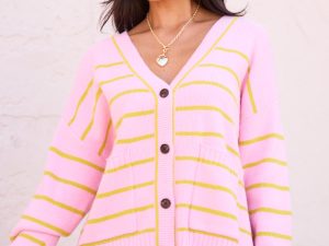 Jett Pink Striped Cardigan