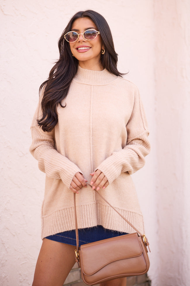 Billie Beige Turtleneck Sweater