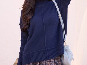 Billie Navy Blue Turtleneck Sweater