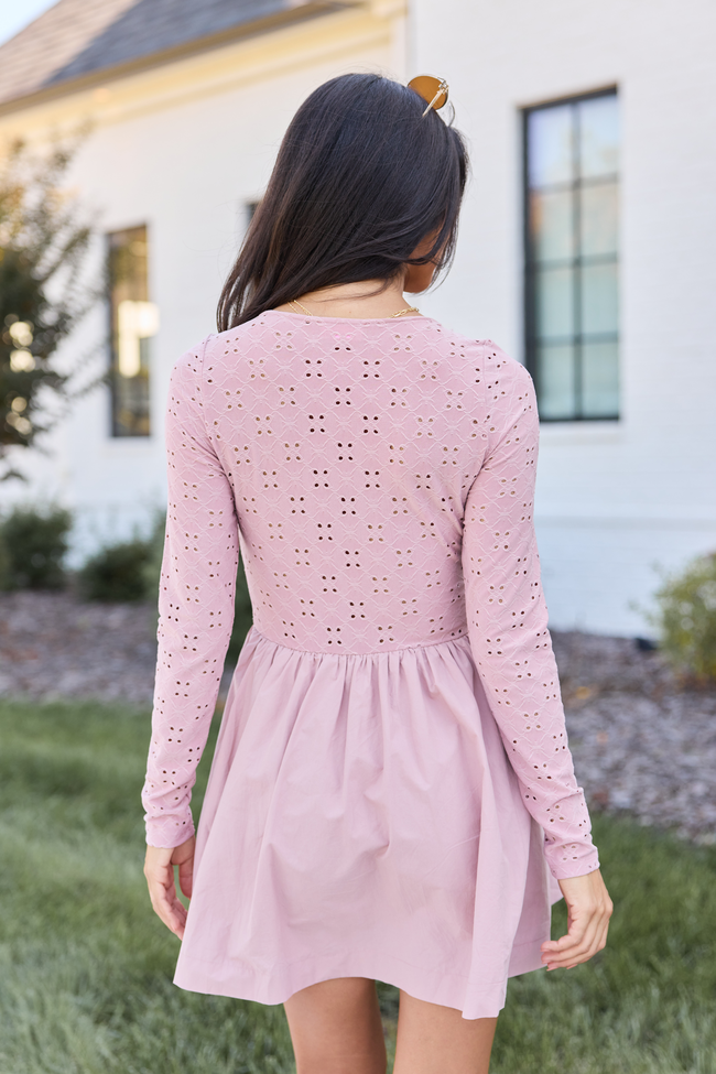Marina Pink Eyelet Mini Dress - Image 5