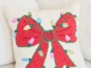 Christmas Lights Bow Pillow