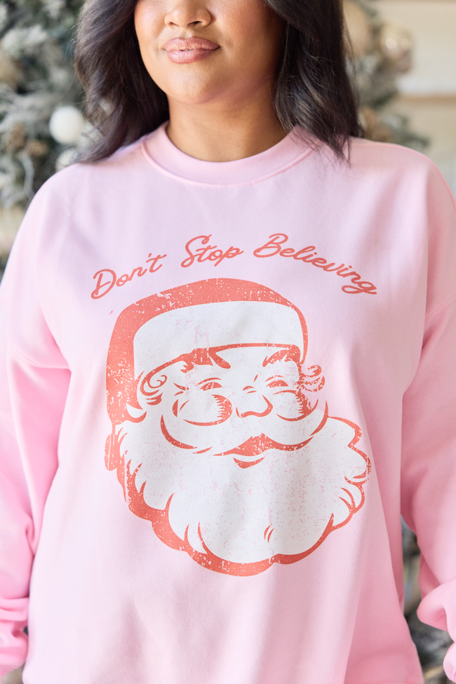 Don't Stop Believin' Light Pink Graphic Sweatshirt - Image 5