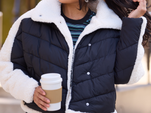 Kiki Black Sherpa Trim Jacket