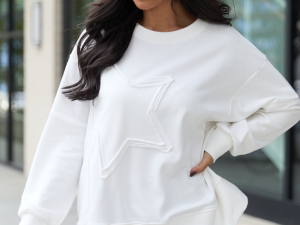 Solstice Ivory Star Embellished Pullover