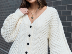 Louisa Ivory Cable Knit Cardigan