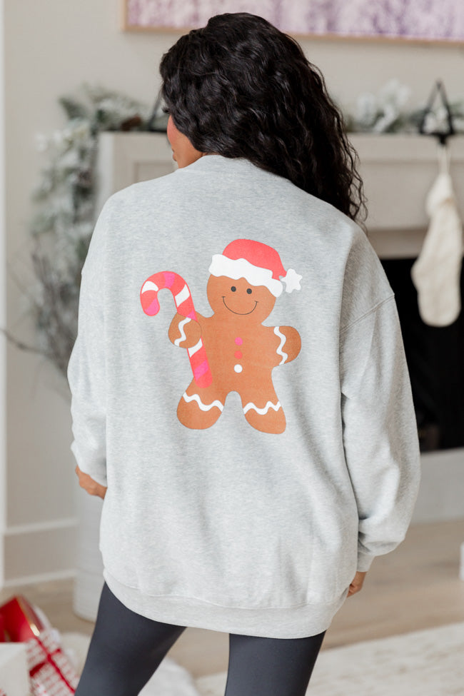 Gingerbread Man Grey Graphic Sweatshirt - Image 3