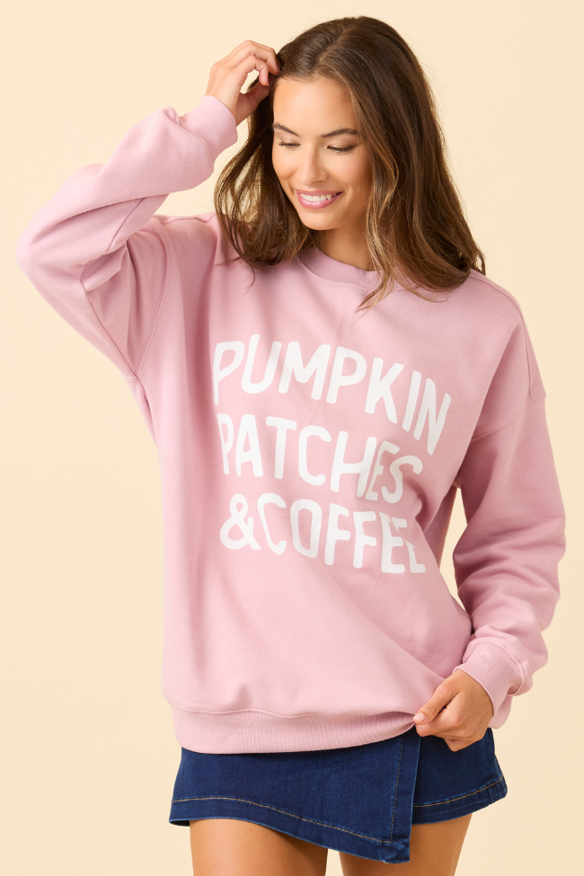 Pumpkin Patches & Coffee Mauve Graphic Sweatshirt