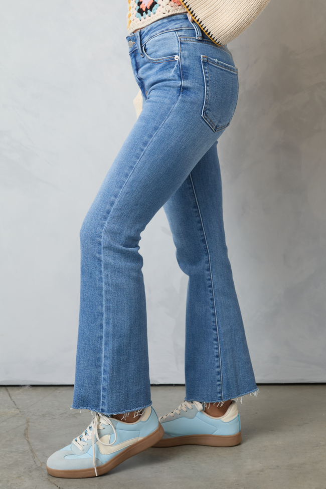 Della Medium Wash Stretch Crop Flare Jeans - Image 3