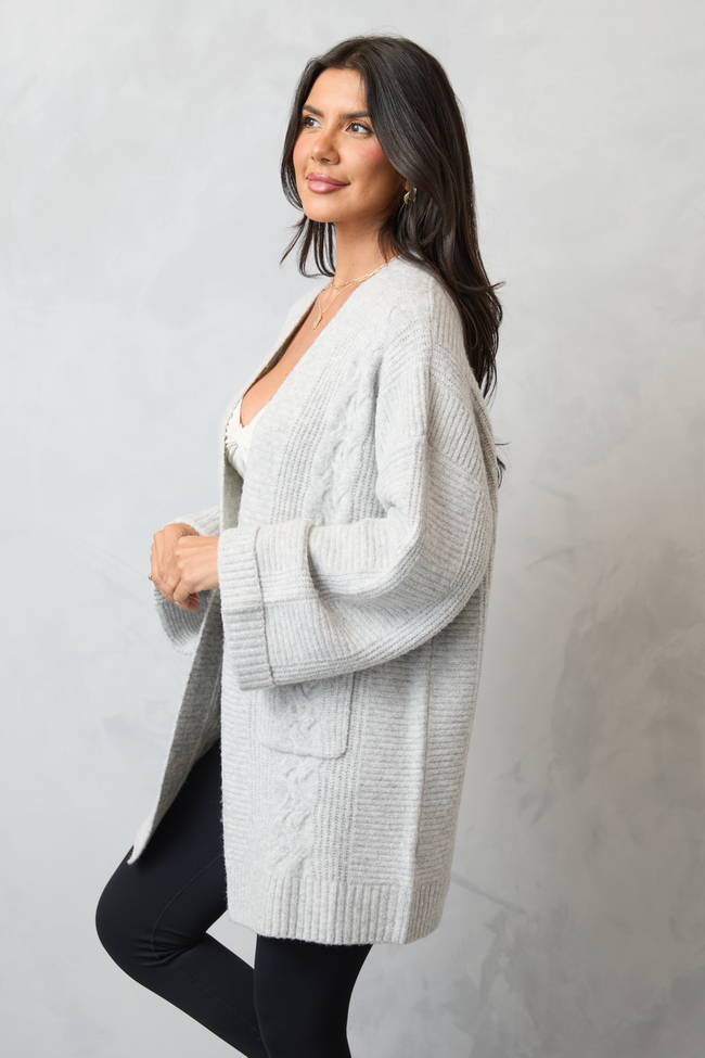 Aleah Grey Cable Sweater Coat - Image 4